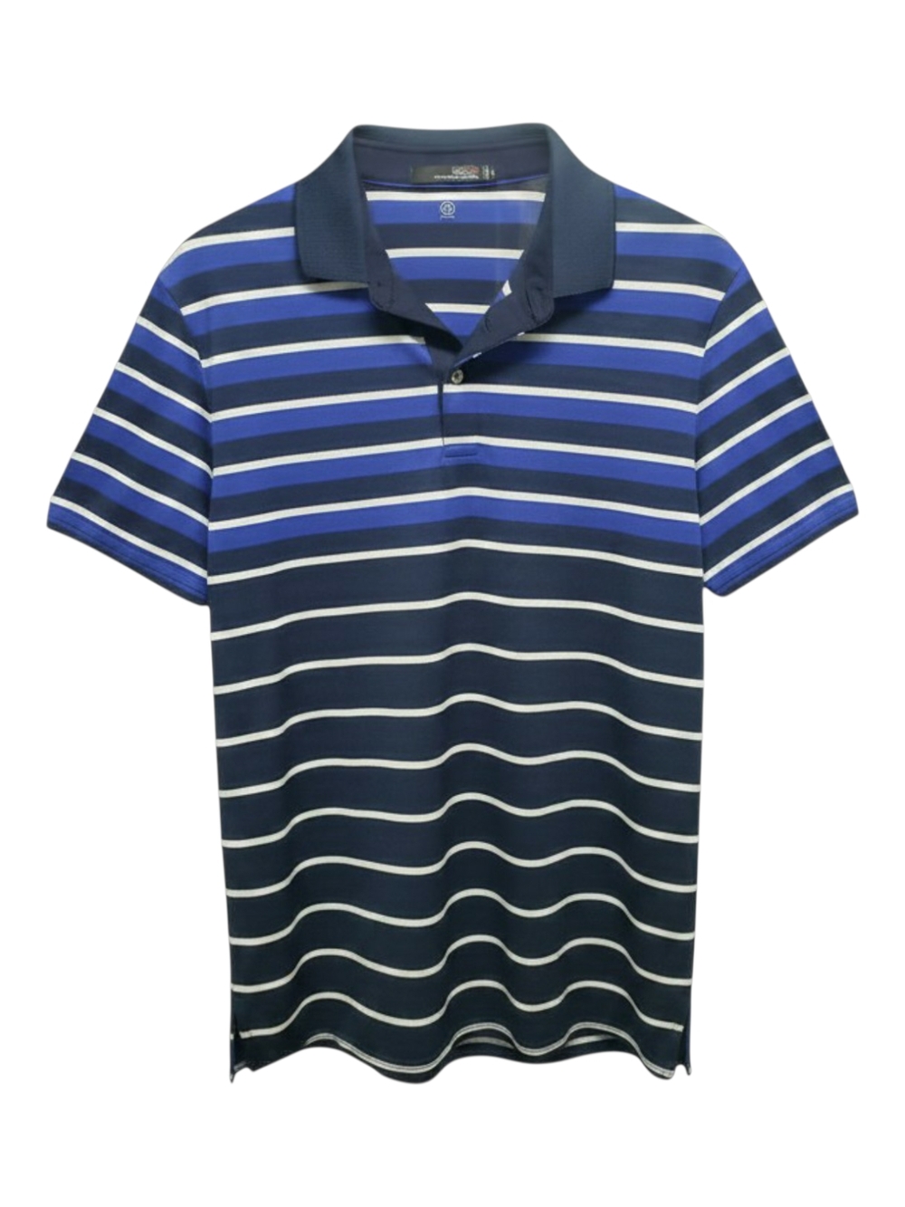 Ralph Lauren RLX Moisture Wicking Navy and Royal Blue Striped Polo Large